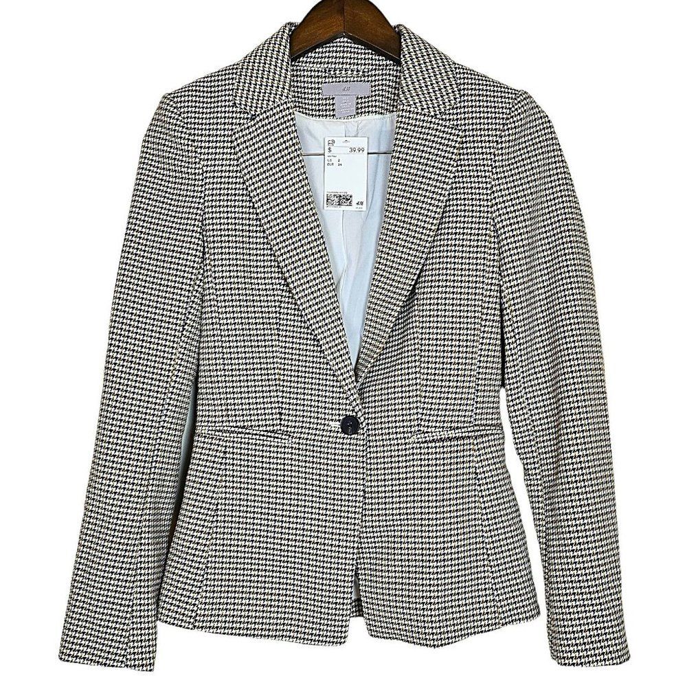 NWT H&M Fitted Hounds Tooth Blazer Size 2